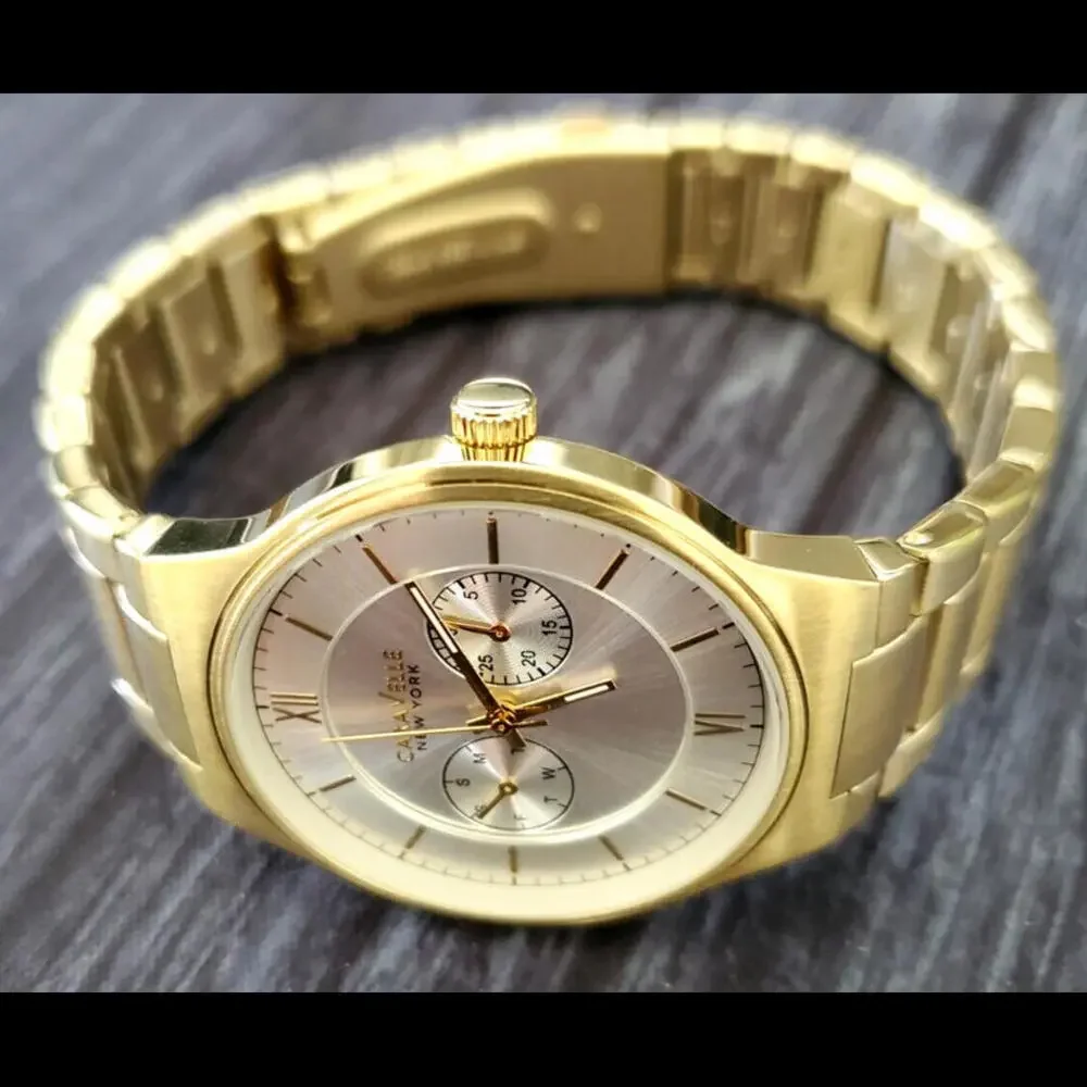 Caravelle Bulova Men's Day‎ Date Dress Watch Sunburst Dial